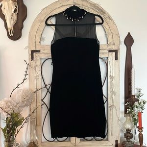 Vintage 90s Velvet and Silk Beaded Shift Dress